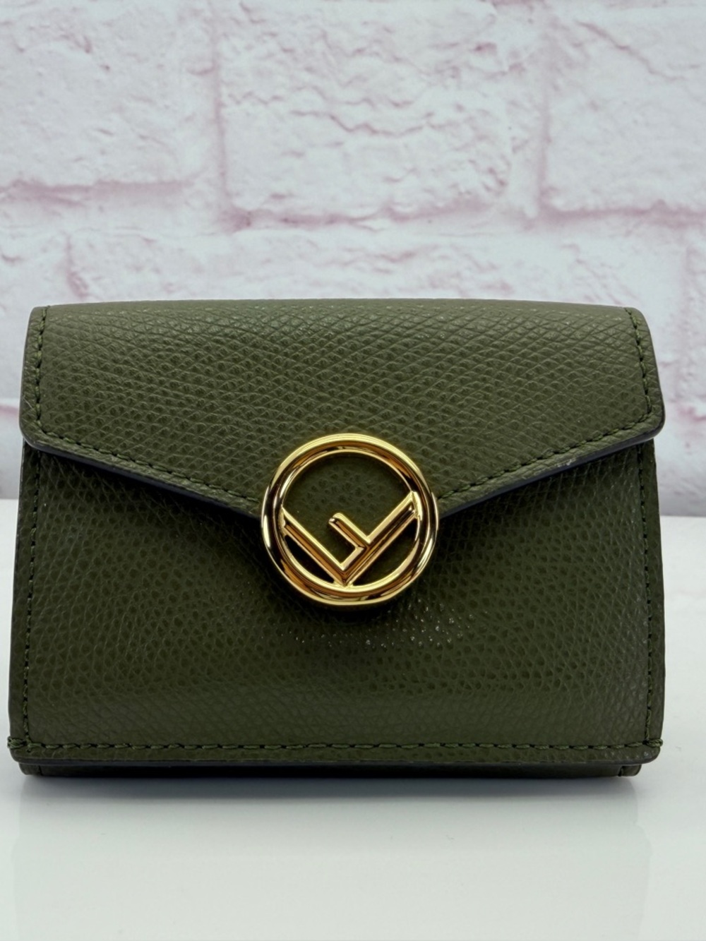 Fendi Vitello Cruise F is Fendi Micro Tri-Fold Envelope Wallet Asparago